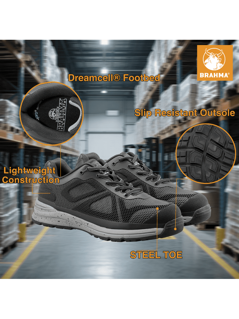 Free Shipping! Brahma Men's Steel Toe Athletic Work Shoes