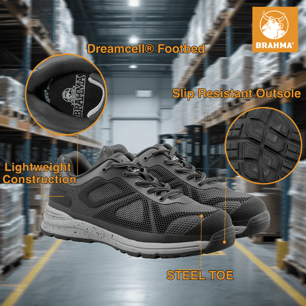 Brahma Shoes Mens 7.5 Work Kamden Steel Toe Slip Resistant Light Weight Comfort Brahma Men main image 2
