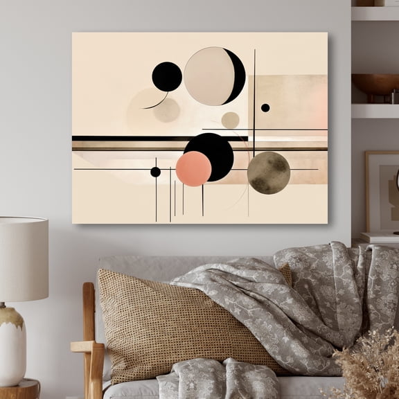 Designart "Geometric Harmony Beige Geometry In Motion V III" Abstract Shapes Metal Wall Decor