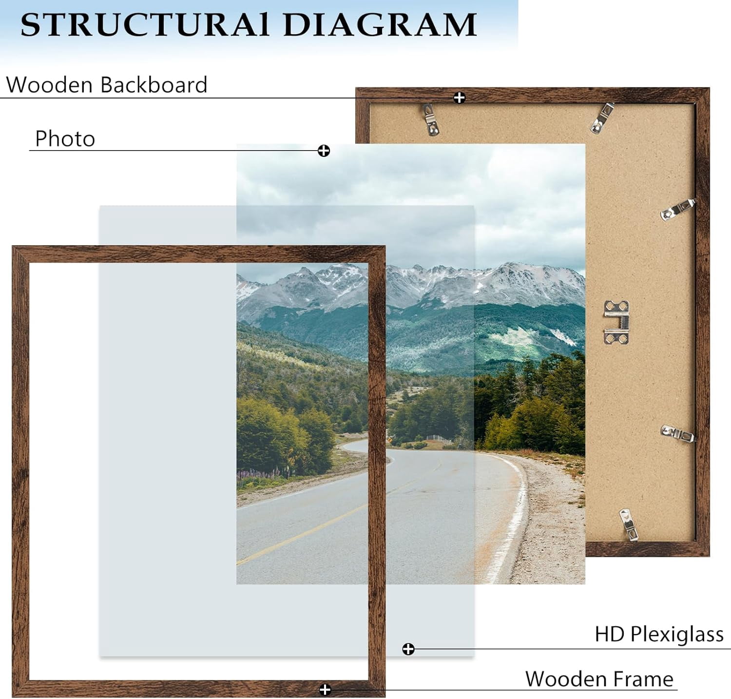 12x15 Picture Frame Deep Brown for Wall Hanging, Wood 12 x 15 Frame Photo Frame for Wall Horizontally or Vertically, Deep Brown, 3 Pack