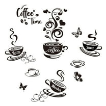 1pc Coffee Time Decals Wall Stickers Decor Vinyl Wall Decor Stickers Saying Wall Art Kitchen Wall Decals Sticker Decor for Kitchen Coffee Bar Decor