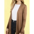 thumbnail image 4 of Made by Johnny Women's Casual Soft Drape Open Front Lightweight Long Sleeve Cardigan M MOCHA, 4 of 6