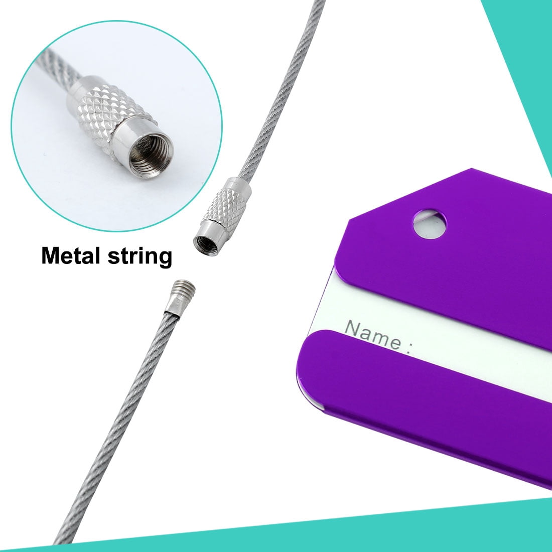 Unique Bargains Aluminium Metal Luggage Tags Card Holder Purple