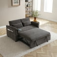 thumbnail image 2 of Newest 55" Velvet Two Seater Pull Out Sofa Bed, Adjustable Backrest With USB Ports, Two Side Pockets, 3 in 1 Convertible Sleeper Sofa Bed, 2 waist pillows for living rooms,GREY, 2 of 8