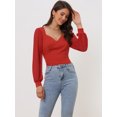 thumbnail image 2 of Blusa de Manga Larga con Lazo para Mujer rojo XL, 2 of 6