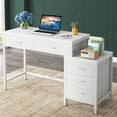 thumbnail image 5 of Tribesigns Computer Desk with 5 Drawers, Home Office Desks with Reversible Drawer Cabinet Printer Stand, Industrial PC Desk with Storage, Rustic Study Writing Table Workstation for Small Spaces, 5 of 8