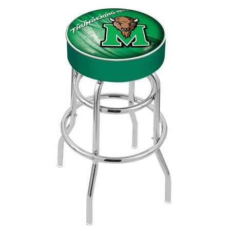 Wildcats Double Rung Vinyl - Marshall 25 Inch L7C1 Cushion Seat With Double Rung Chrome Base Bar Stool