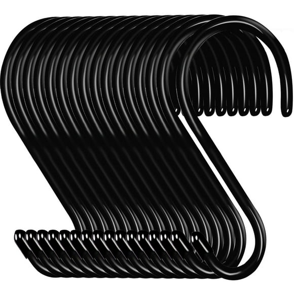 Paquete de 16 ganchos en forma de S de 6 pulgadas, ganchos en forma de S grandes con revestimiento de vinilo, metal de acero resistente, ganchos en forma de S con revestimiento de caucho negro, gancho