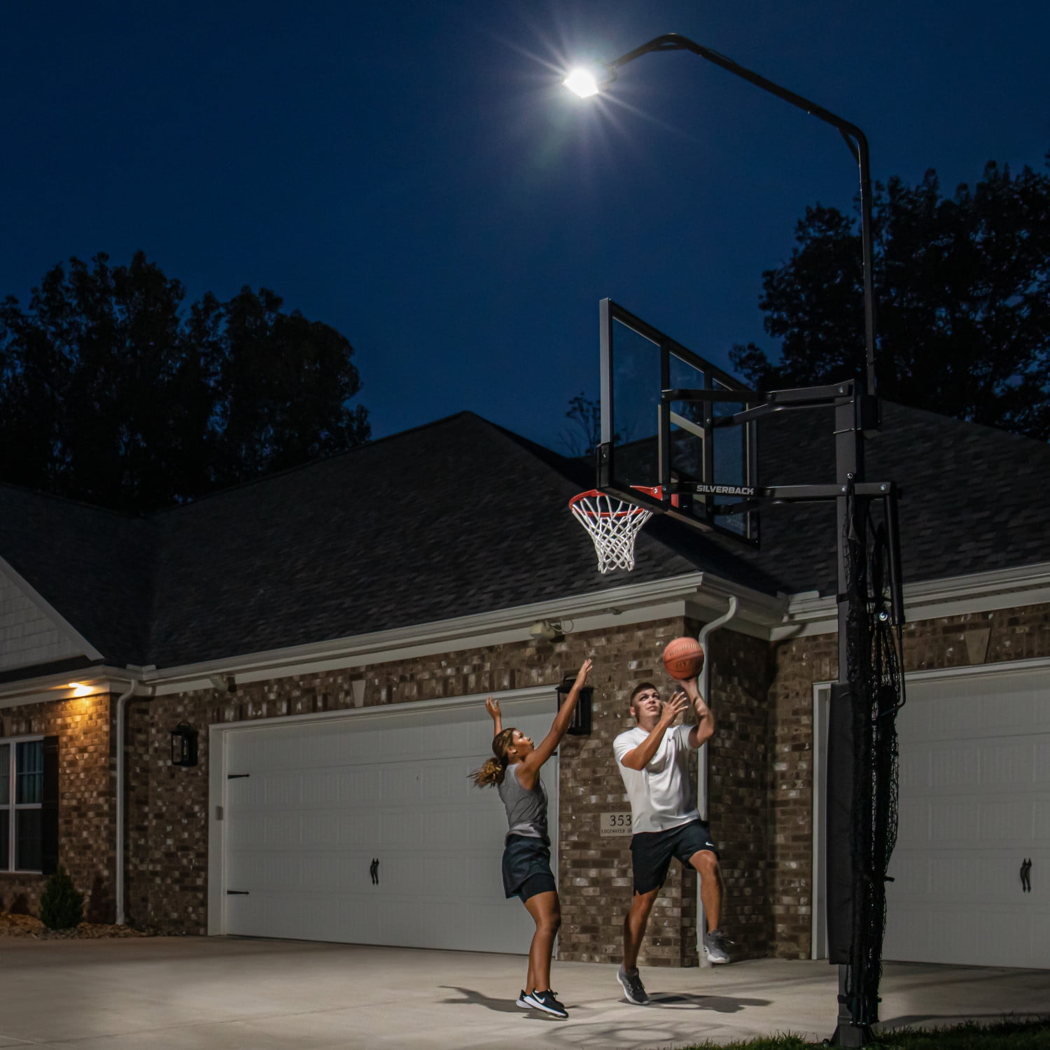Silverback LED Basketball Hoop Light Illuminates Backboard, Rim, and Court and Fits Most in-Ground Hoops - 2