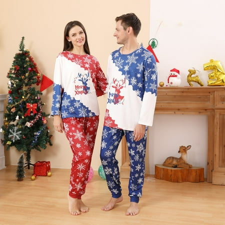 

Popvcly Matching Family Pajamas Christmas Sets Snowflake Pattern Christmas PJs Loungewear for Women Men Kids Family Holiday Sleepwear