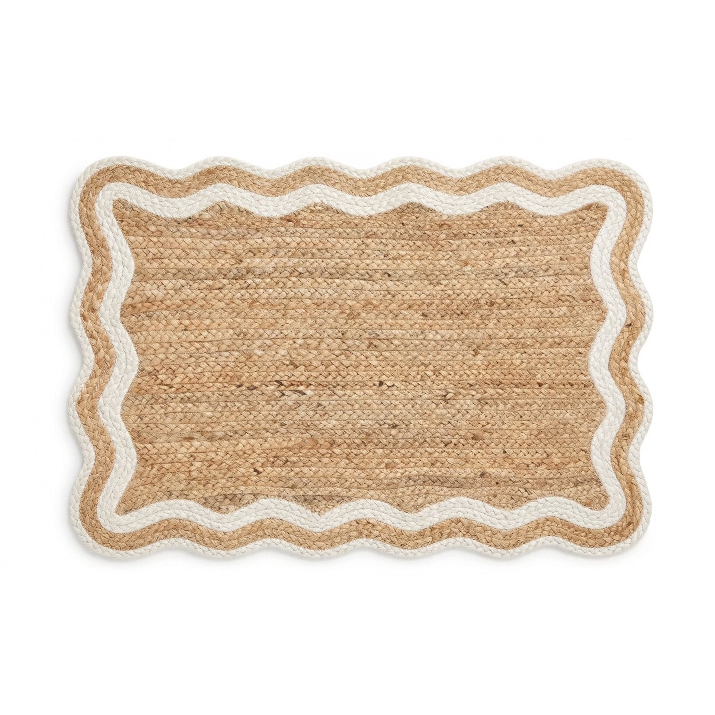 Harlow Hill Teni Braided Jute 2' x 3' Ivory/Natural Bordered Performance Indoor Area Rug