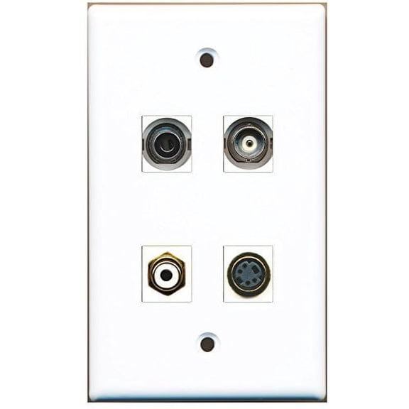 RiteAV - 1 Port RCA White 1 Port S-Video 1 Port 3.5mm 1 Port BNC Wall Plate