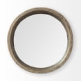 thumbnail image 2 of Homeroots 376022 20 in. Round Natural Finish Wood Mirrored Glass Bottom Tray, 2 of 3