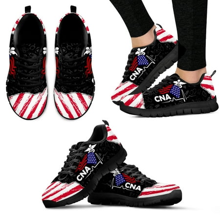 

American Flag Design CAM Printed Shoes Flag Nurse Medical Needs Custom Shoes Black Platform Shoes Casual Sneakers