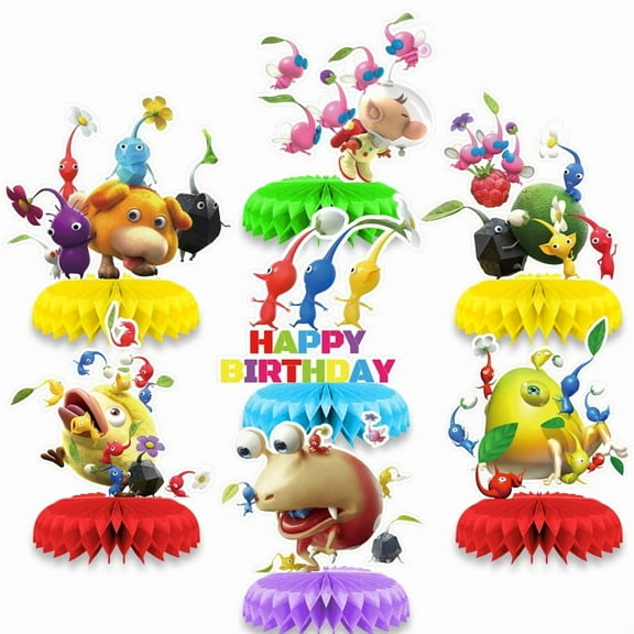 Pikmin Centerpieces Honeycomb Table Toppers Decorations for Photo Props Birthday Party Decor Supplies