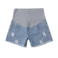 thumbnail image 5 of QQAMB Maternity Denim Shorts Women's Summer High Waist Hollow Out Distressed Cuffed Hem Casual Denim Jeans Short Light Blue XL, 5 of 5