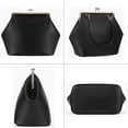 thumbnail image 6 of SQDWYGUO Kiss Lock Frame Handbag, PU Leather Shoulder Tote Bag Messenger Hobo Clutch Purse for Women Formal Work Leisure,Pure Black,1, 6 of 7