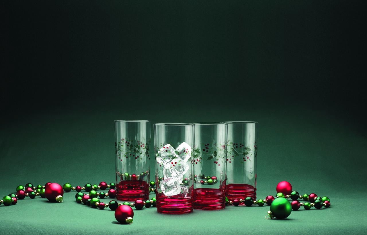 Pfaltzgraff Winterberry 20 oz Handpainted Cooler Glass, Set of 4