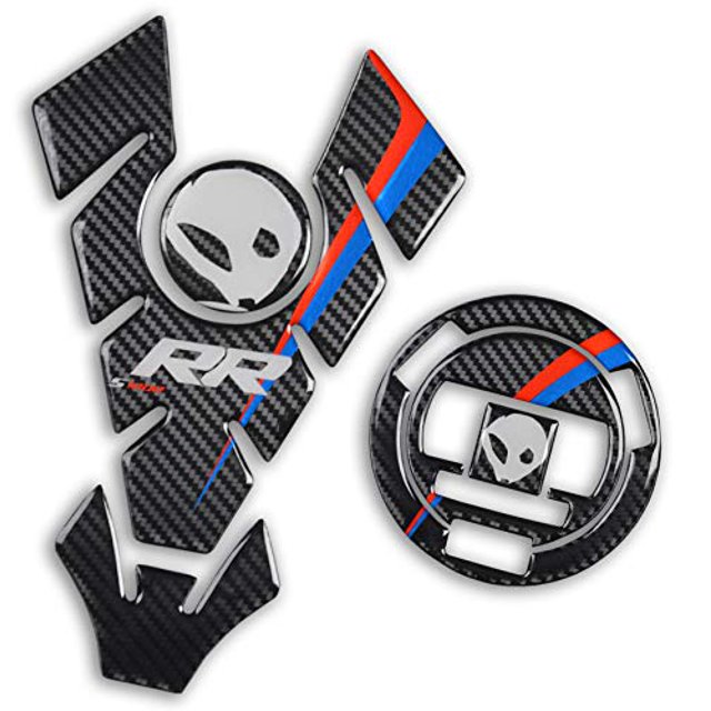 REVSOSTAR Reflective Tank Pad, Gas Tank Cap, Fuel Cap, Alien Head Reservoir Socks, Tank Protector for S1000RR, 4 Pcs Per Set