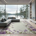 thumbnail image 2 of ODIKA 8'x10' Washable Area Rug Purple Fuzzy Botanical Sprigs Circle Delicate Vine Border Frame for King Size Bedroom Under Bed, Master Suite, Non-Shedding, Easy Care, 2 of 7