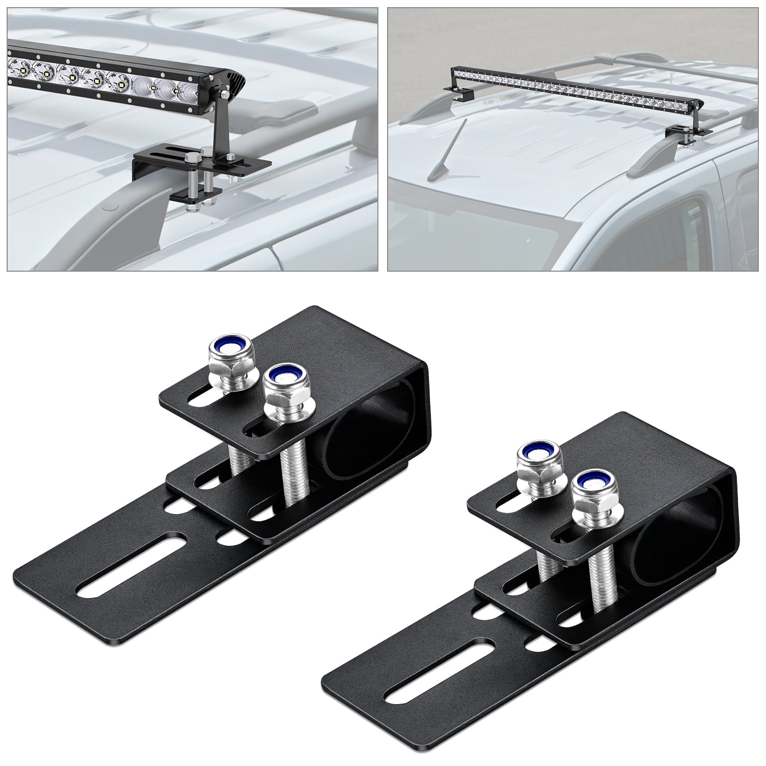 Nilight LED Light Bar Bracket Non-Slip Light Clip Mounting Brackets for SUV, Off-Road, Vehicles with Luggage Racks 2 Years Warranty,Black