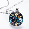 thumbnail image 2 of Dog Paw Print Women's Circular Glass Pendant Necklace - Elegant Jewelry for Women, 2 of 5