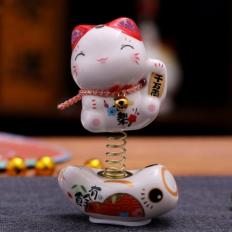 MoreChioce Car Dashboard Ornament Spring Cat Ornaments Cat Auto Accessories  Traditional Auspicious Spring Cat Car Driver Cab Interior Accessories