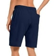 thumbnail image 4 of vigerkar Womens Bermuda Shorts Lounge Athletic Shorts Loose Running Shorts Casual Long Yoga Quick Dry Shorts with Pockets Navy, M, 4 of 6