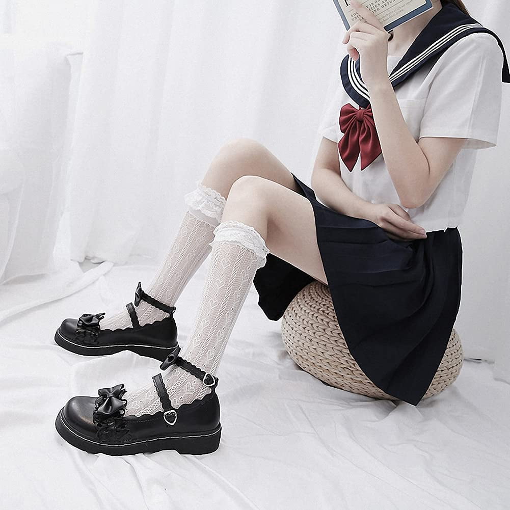 Cute Lolita Mary Jane Pumps - Platform Wedge Heel With Bow & Ankle Strap