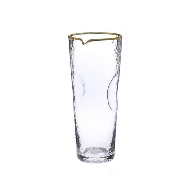 Classic Touch GJG1056 Pebble Glass Water Pitcher with Gold Rim