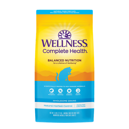 UPC: 0076344089964 | Wellness Complete Health Natural Hairball Control Chicken Meal & Rice Recipe Dry Cat Food 5 Pound Bag
