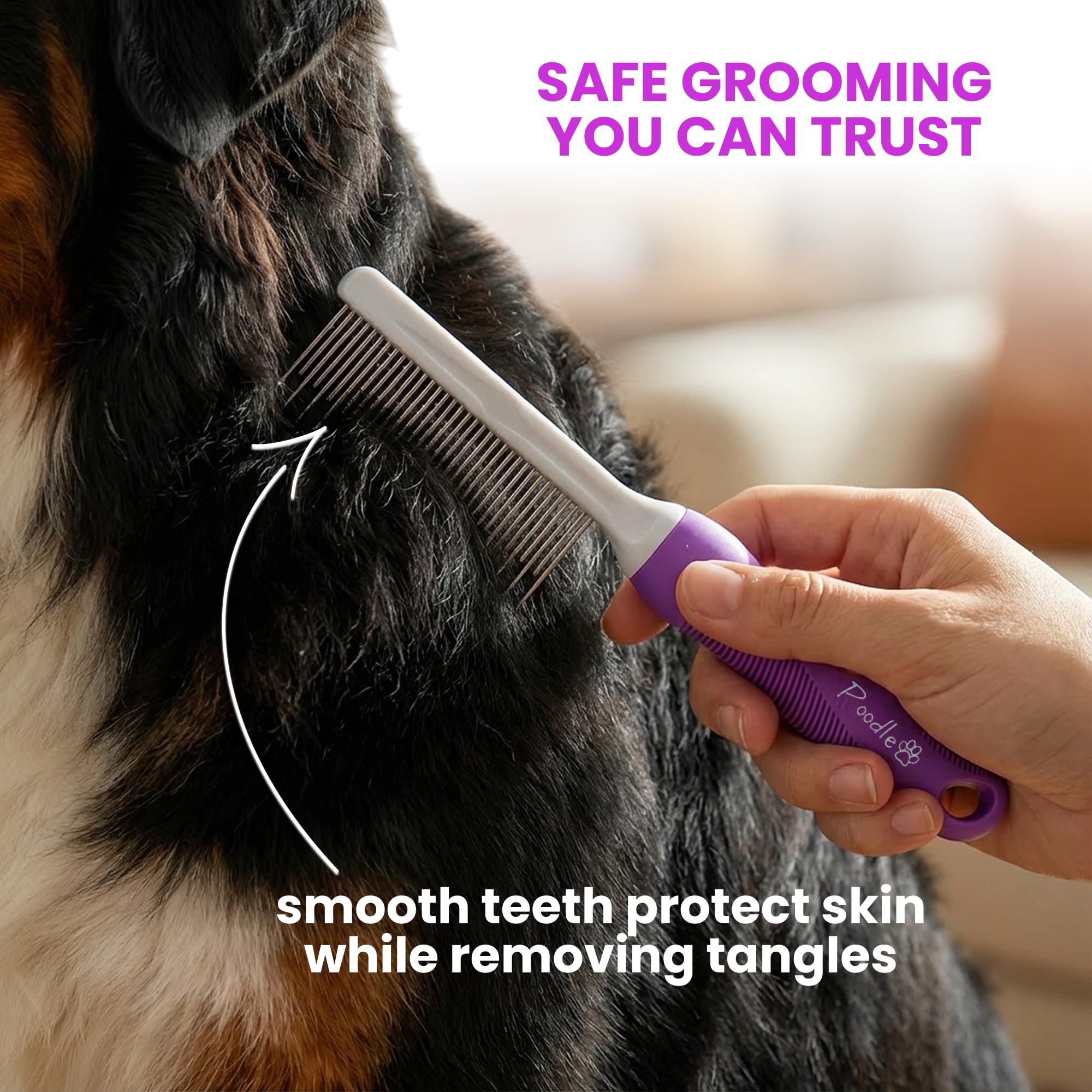 Poodlie 2-in-1 Stainless Steel Detangler Comb for Cats and Dogs photo 4