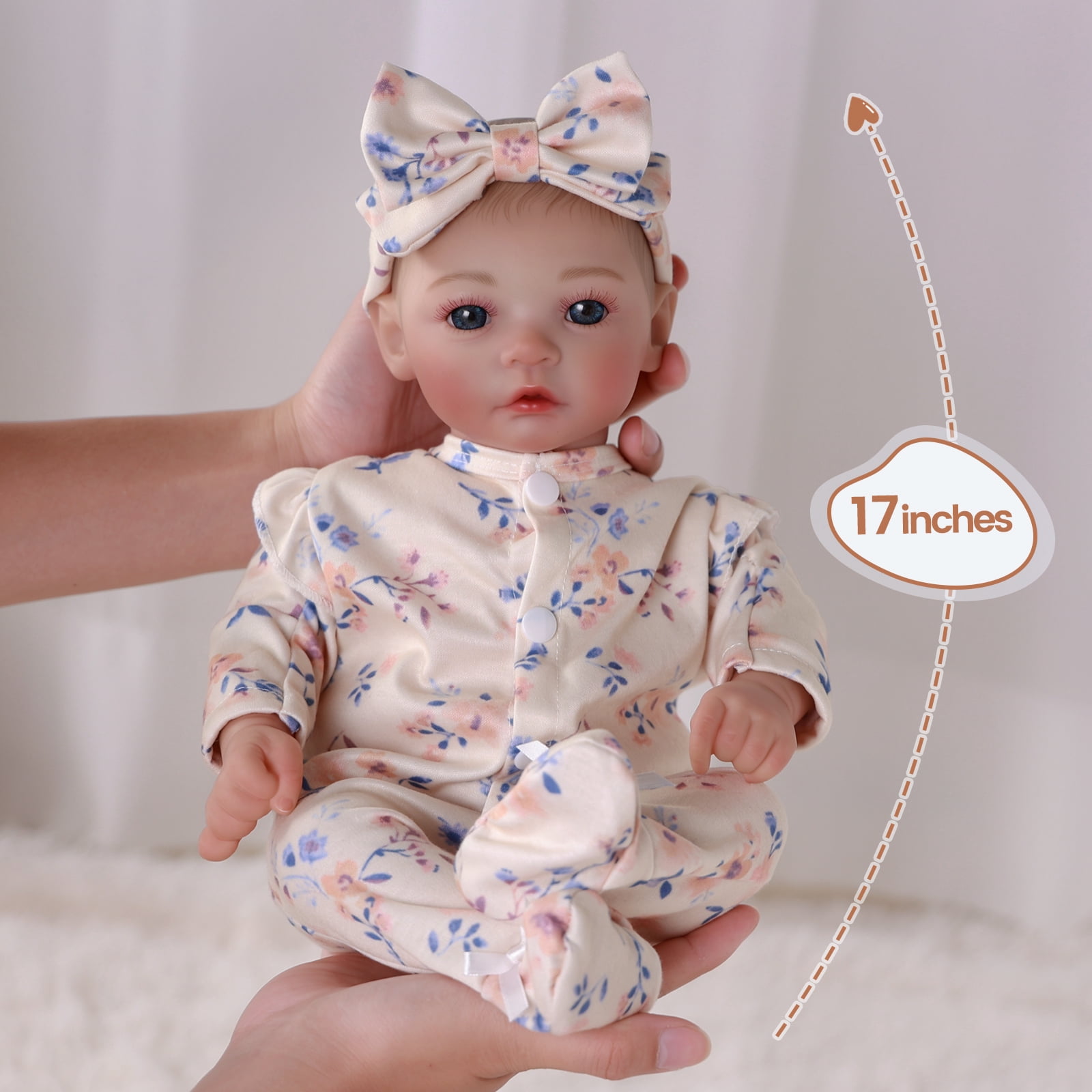 RSG 17" Lifelike Reborn Baby Dolls - - Soft Cloth Body Real Life Baby Dolls with Gift Box for Kids Age 3+