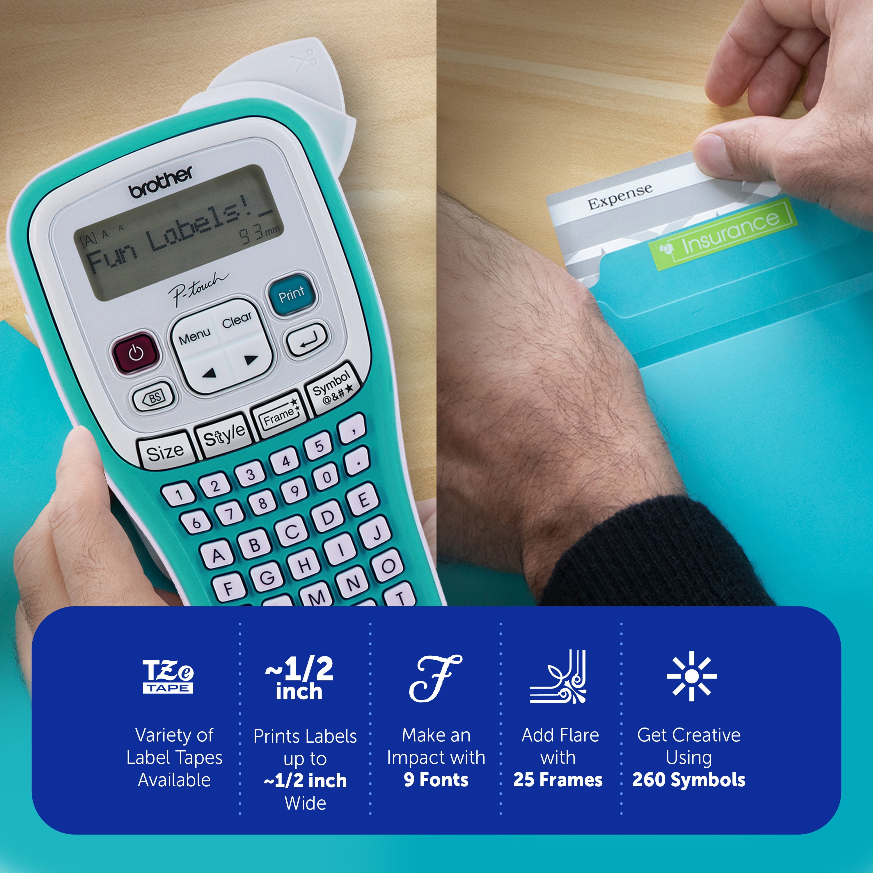 Brother P-Touch PTH103W Handheld Personal Label Maker with Tape, New, 1 Piece