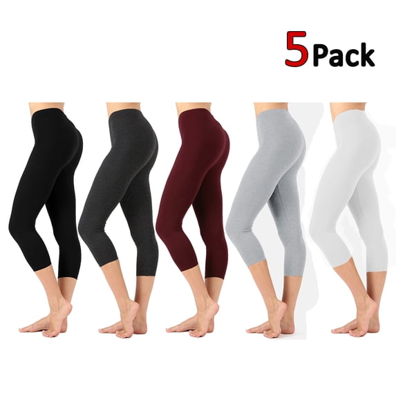 KOGMO Womens Premium Cotton Comfortable Stretch Capri Leggings 19in Inseam