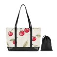 thumbnail image 7 of FORMRS Canvas Laptop Tote Bag for Women with 15.6" Computer Compartments Shoulder Handbag, Red Cherry, 7 of 7