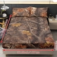 thumbnail image 4 of ZIATUBLES Twin Size Bedding Sheets, Soft Cooling Polyester Bed Sets, 3-Piece Sets with 1 Elasticed Fitted Sheet and 2 Pillowcases, Chic Home RV Decor Accessories, Brown Leaf Camouflage Printed, 4 of 9