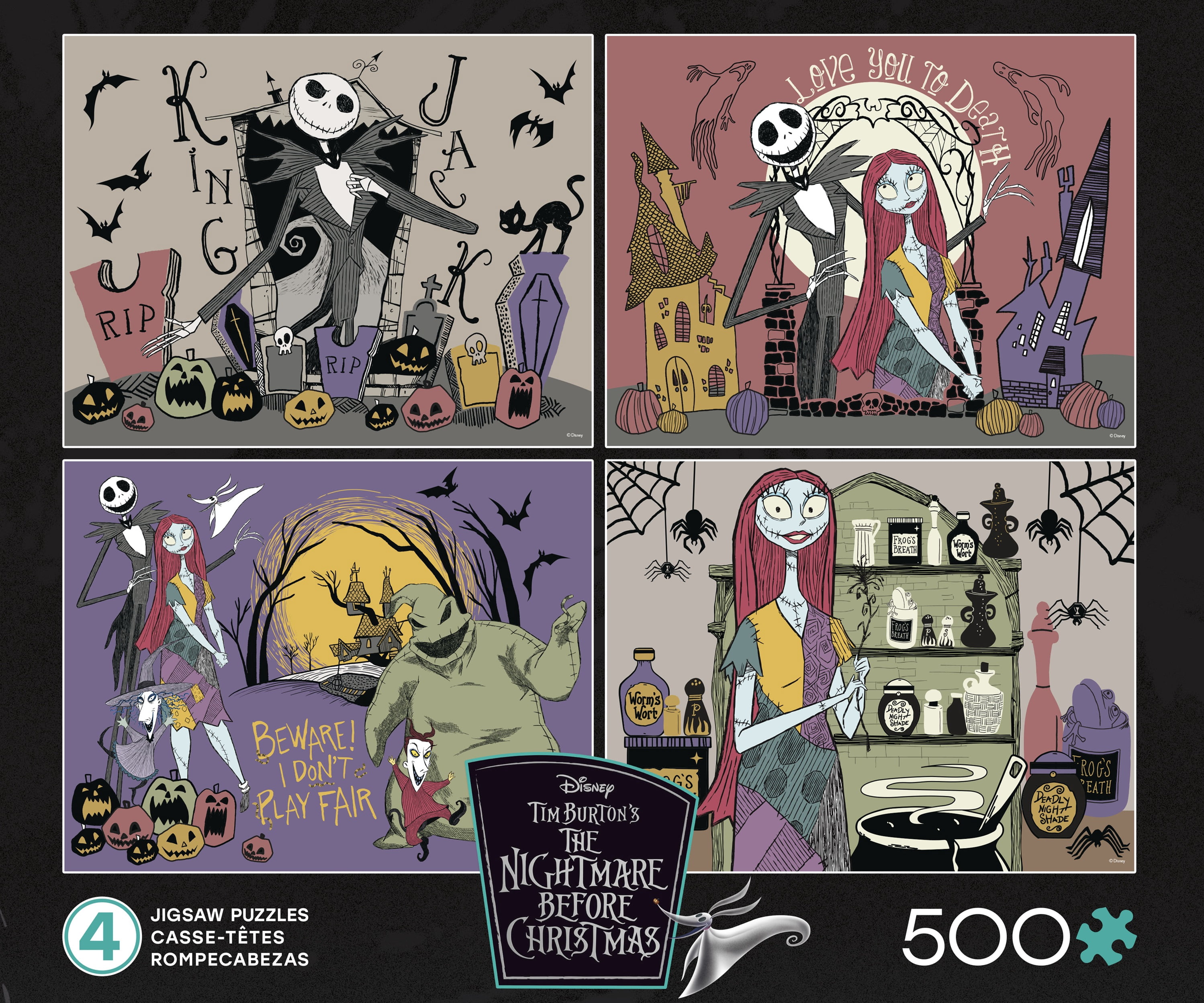Ceaco Disney Tim Burton's Nightmare Before Christmas Multipack Puzzles 4 Pack Interlocking Jigsaw Puzzle for Adults Ages 14+