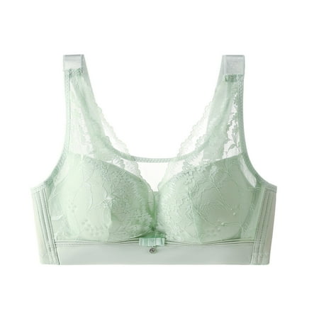 Gnurob Clearance Deals Women s Lace No Underwire Bra Full Coverage Push Up Bralette Beauty Back Smoothing Bras Padded Wireless Bralettes 07-Green 40/90C