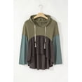 thumbnail image 4 of Women's Laurel Green Colorblock Patchwork Hooded Top with Wide Sleeves - [ZhiHiMeRi] | (US 12-14)L, 4 of 12