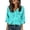 Cyan-A^1029VV, variant on AHMOMEI Women's Silk Satin Blouse Dressy Polka Dots Women's 3/4 Sleeve Shirts V Neck Spring Summer Womens Tunics