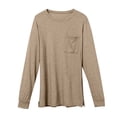 thumbnail image 2 of Endives Women's Long Sleeve Shirt Spring Basic Tee Round Neck Split Casual Loose Top T Shirt Outerwear T-Shirt with Pocket Spring Khaki, 2 of 7