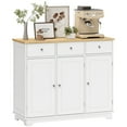 thumbnail image 2 of HOMCOM Kitchen Storage Cabinet, Sideboard Floor Cupboard with Solid Wood Top, Adjustable Shelf, and 2 Drawers for Living Room, White, 2 of 9
