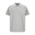 thumbnail image 4 of SOOMLON Mens Shirts Athletic Casual Button Collar Shirts Summer Dress Short Sleeve Shirts 2025 Trendy Light Gray Golf Tees With Pocket Solid Classic Soft Work Tops Blouses Value XL, 4 of 5