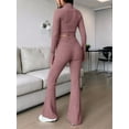 thumbnail image 4 of Women'S 2 Piece Pants Sets Long Sleeve Zip Short Top Pants Sexy- Slim Lounge Tracksuit Outfits Camel L, 4 of 6