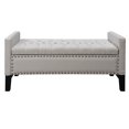 thumbnail image 2 of Inspired Home Harriet Linen Storage Bench Button Tufted Silver Nailhead Trim Modern, White, 2 of 8