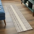 thumbnail image 4 of Bohemian Ethnic Washable Runner Rugs 2'x6', Brown Black Lines Linen Texture Low Pile Throw Entryway Rug Non-Slip Sturdy Edge Binding Carpet for Indoor Bedside Entrance Bedside, 4 of 9