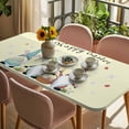 thumbnail image 3 of Happy Easter Table Cloths for 4 Foot Rectangle Tables, Cute Gnomes Eggs Spring Daisy Flowers Yellow Patio Waterproof Elastic Fitted Tablecloths, Washable Rectangular Table Cover for Camping, 3 of 8