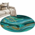 thumbnail image 2 of Round Area Rug 3 Ft, Dark Green Marble Washable Non-Slip Circle Carpet for Living Room/Bedroom, Modern Abstract Art Marble Fluid Low-Profile Small Floor Mats Collection Rugs for Indoor, 2 of 7