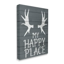 Stupell Industries Rustic My Happy Place Large Elk Antlers Canvas Wall Art by Kim Allen